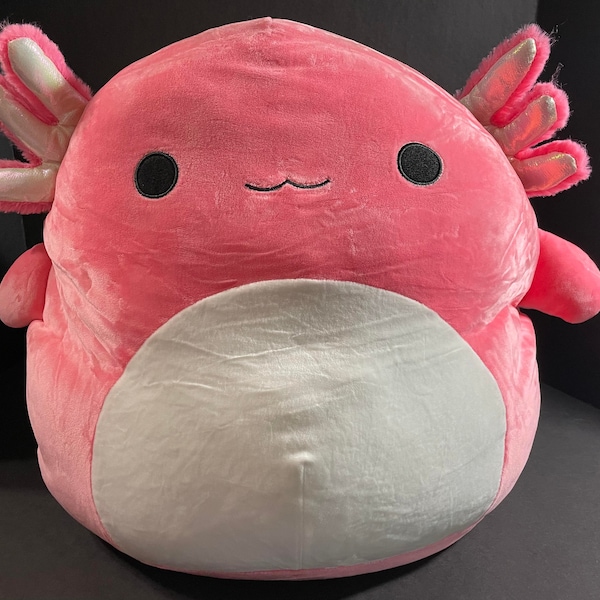 Squishmallow 16 "Archie Axolotl w / Custom Hand-Made Beaded I Love SQUISH Clip-On Charm Collectible