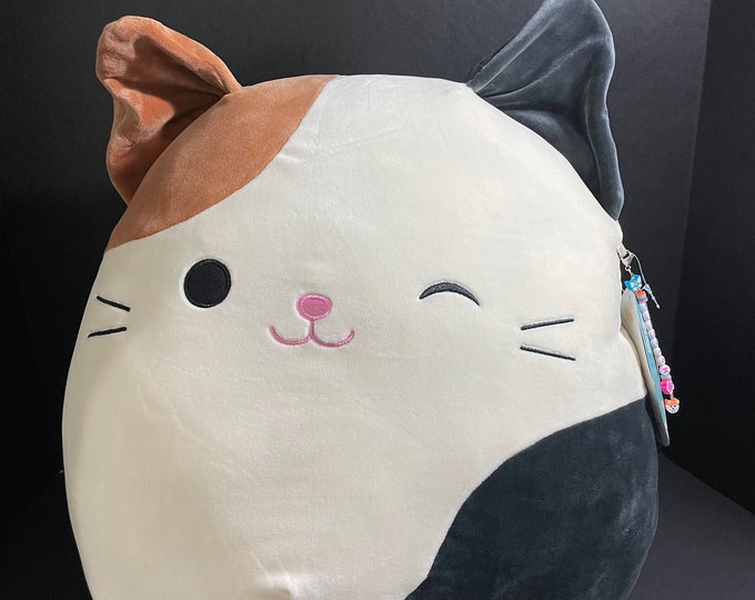 Squishmallow RARE 16 CAM Calico Cat W/custom Handmade Beaded I Love