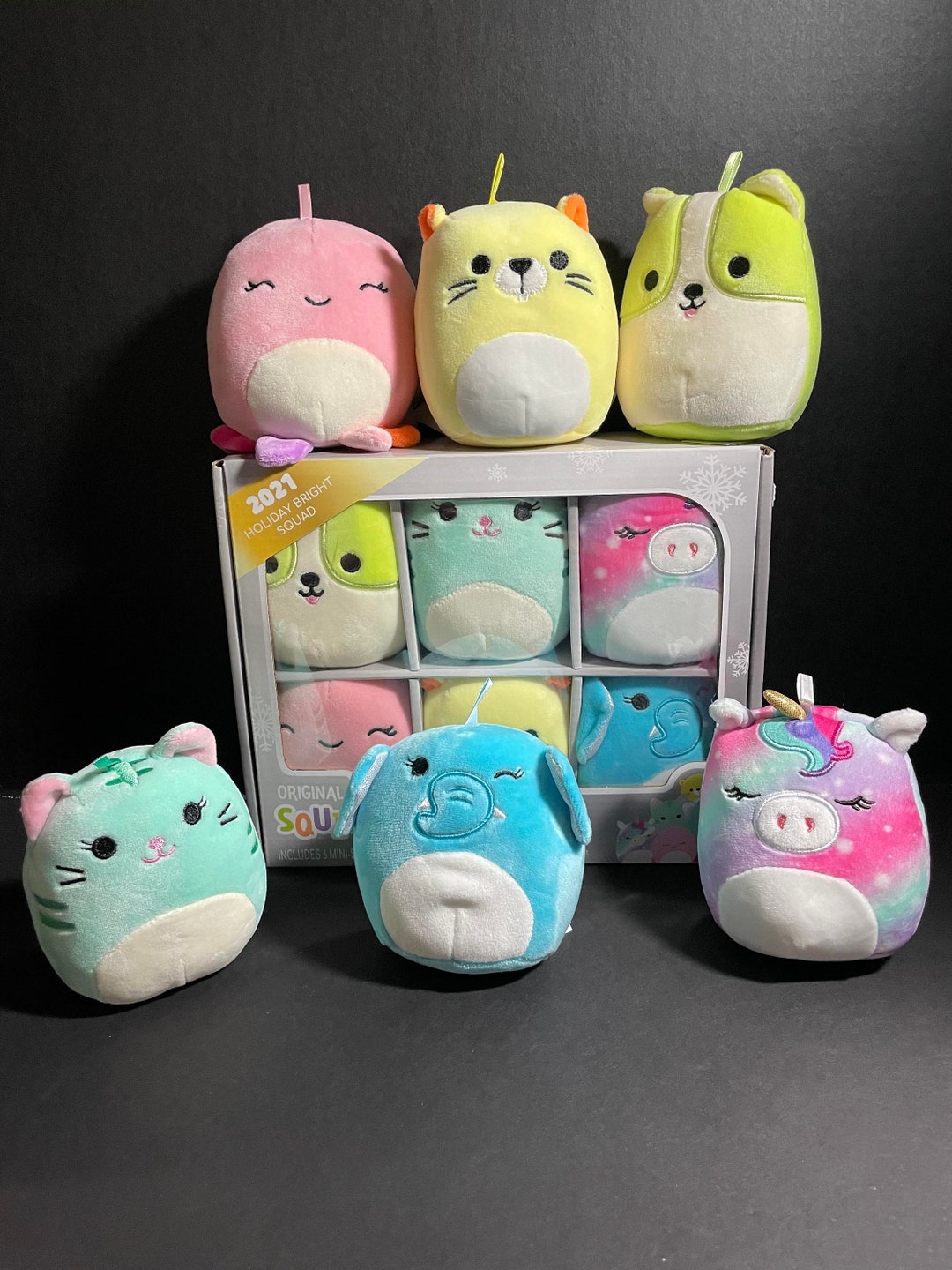 Squishmallows 5 Ornament Set of 6 W/custom Handmade Beaded I Love