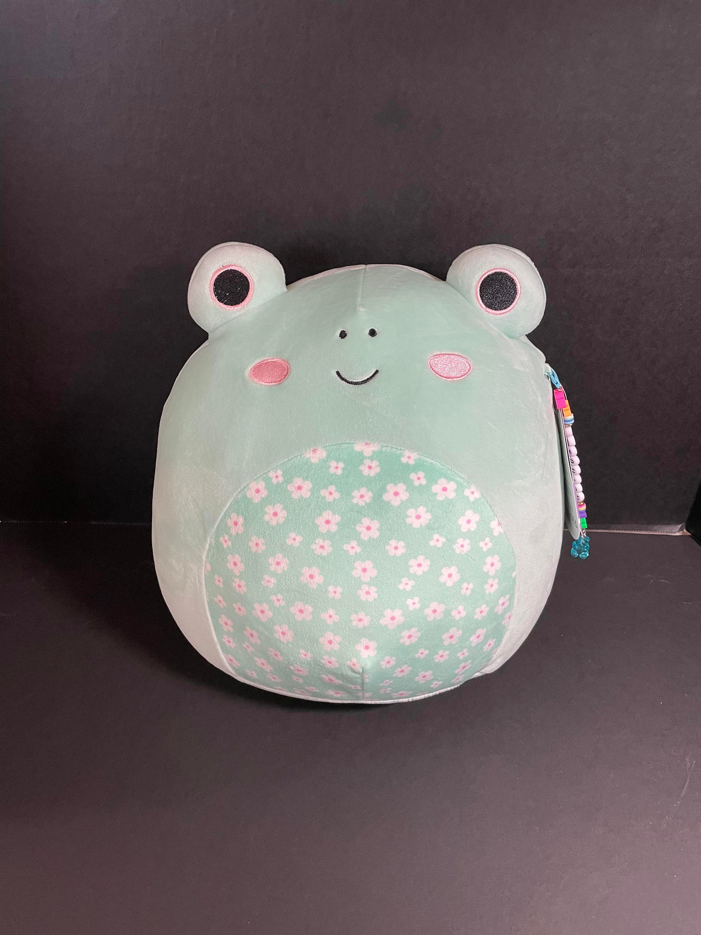 Squishmallow 10 Fritz the Frog Mint Green Flowered Belly W/custom