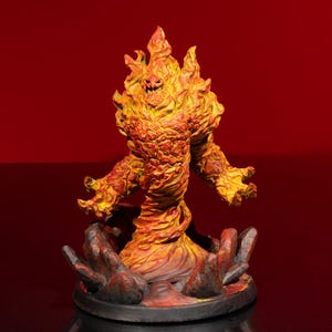32mm Fire Elemental Miniature | Unpainted Fantasy Monster | DnD, Pathfinder, and TTRPG Figure | Premium Resin Print