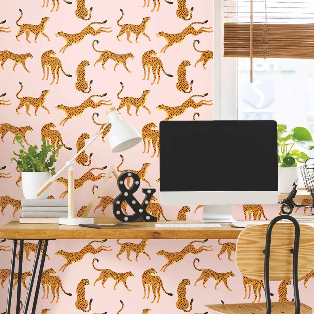 CHEETAH PEEL and STICK Wallpaper Etsy