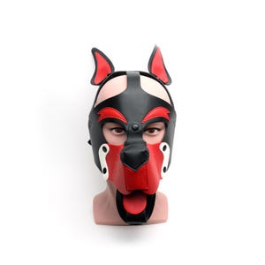 Playful Pup Hood Black Red White