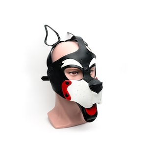 Playful Pup Hood Black White Red
