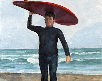 Day 16, Acrylic study of surfer with board