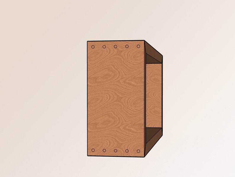 Peut inclure: Une &eacute;tag&egrave;re en bois avec une finition en bois de grain brun clair. L'&eacute;tag&egrave;re a un design simple avec une seule &eacute;tag&egrave;re et est faite de contreplaqu&eacute;. L'&eacute;tag&egrave;re a une s&eacute;rie de petits trous le long des bords sup&eacute;rieur et inf&eacute;rieur.