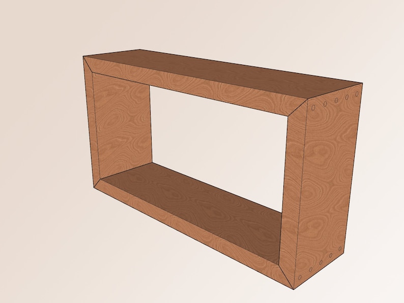 Peut inclure: Une &eacute;tag&egrave;re en bois avec une ouverture rectangulaire. L'&eacute;tag&egrave;re est en bois brun clair avec un motif de grain de bois. L'&eacute;tag&egrave;re est soutenue par quatre c&ocirc;t&eacute;s, et le c&ocirc;t&eacute; avant a une petite l&egrave;vre.