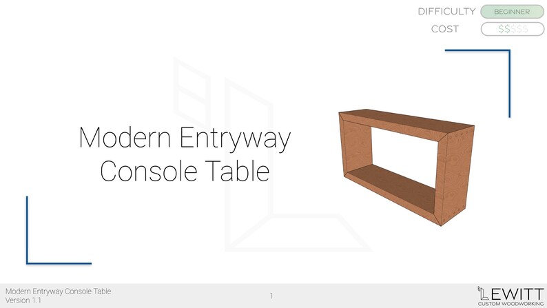 Peut inclure: Rendu 3D d'une table console d'entr&eacute;e moderne en bois. La table a un plateau rectangulaire avec une &eacute;tag&egrave;re en dessous. La table est de couleur brun clair.