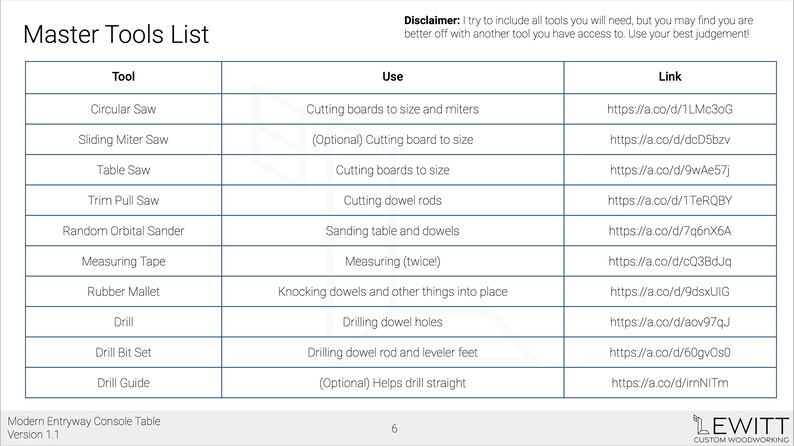 tools list - 1