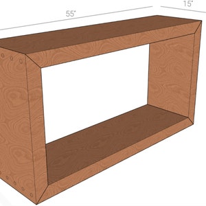 Peut inclure: Une &eacute;tag&egrave;re en bois avec une ouverture rectangulaire. L'&eacute;tag&egrave;re mesure 140 cm de large, 76 cm de haut et 38 cm de profondeur.