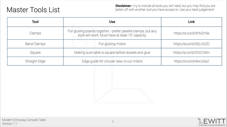 tools list - 2