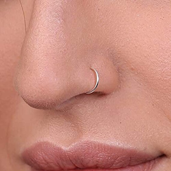Raigur 14k Gold plated Plain Round Shaped With White Stone Nose Ring for  Women - (RG_NP_Part_M14)
