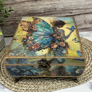 Enchanting Fairy and Butterfly Jewelry Box, Magical Keepsake Trinket Storage, Perfect Gift for Fantasy Lovers,Whimsical Home or Office Decor