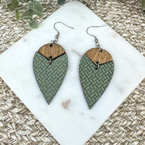 Sage Boho Engraved Tear Drop Earrings, Unique Boho Jewelry for any Occasion, Lightweight Earrings for Everyday Wear, Festival Vibe Earrings