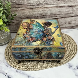 Enchanting Fairy and Butterfly Jewelry Box, Magical Keepsake Trinket Storage, Perfect Gift for Fantasy Lovers,Whimsical Home or Office Decor