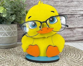 Duck Eyeglass Holder Hand Painted, Animal Glasses Stand, Perfect Gift for Duck Lovers,  Unique Eyewear Desk Accessory