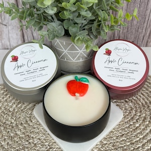 Apple Cinnamon Scented Soy Wax Candle, Fall Vibe Fragrance for Home or Office, Prefect Gift for Apple Cinnamon Candle Lovers