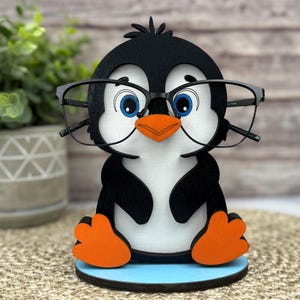 Penguin Eyeglass Holder, Animal Glasses Stand, Perfect Gift for Penguin Lovers, Eyewear Desk Accessory for Home or Office, Zoo Home Decor