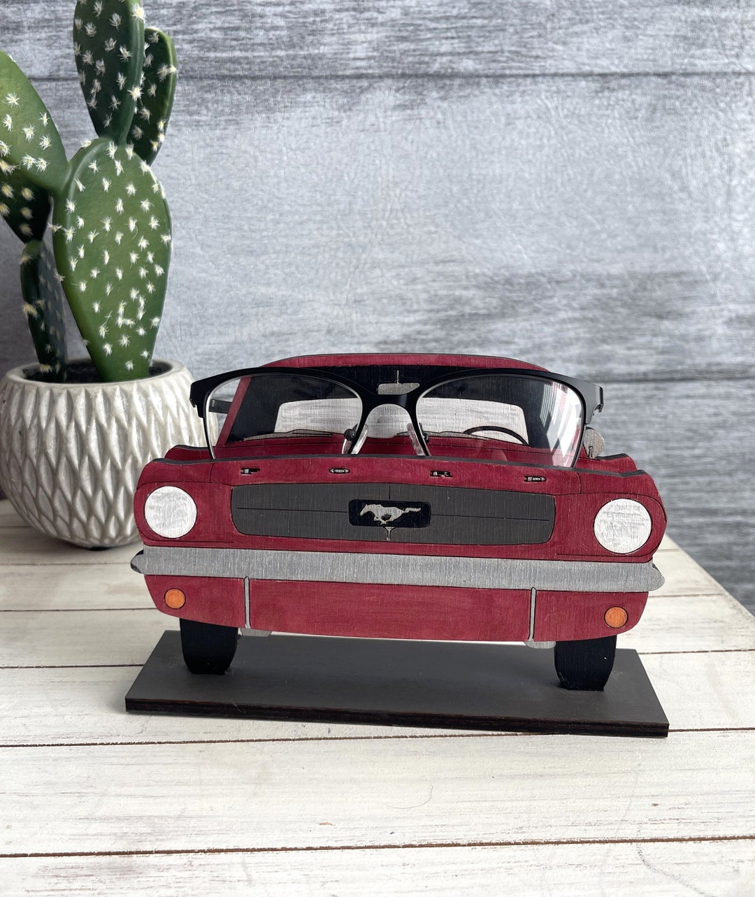 Hand Painted Mustang Eyeglass Holder, Classic Car Eyeglass Holder, Ford Mustang Gift, Classic