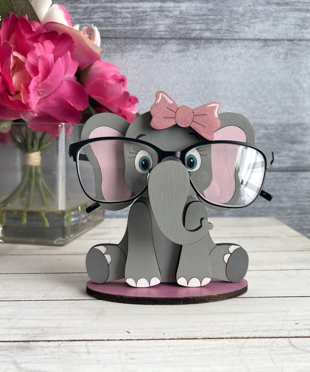 Adorable Elephant Eyeglass Holder, Glasses Stand, Animal Eyeglass