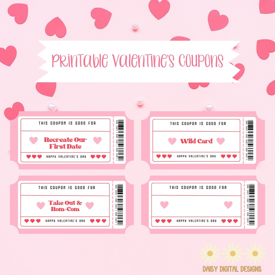 Printable Coupons Valentine s Day Coupons Printable Love Coupons Valentine s Gift Romantic