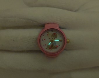 RARE Vintage Chandler Black Enamel Watch With Floral Design