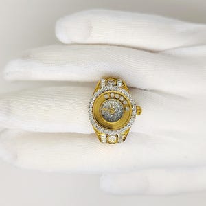 Rare Vintage Digits Bonetto gold tone ring watch by migi (Unsigned) works