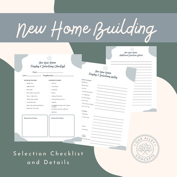 New Home Building Checklist and Finish Schedule Digital - Etsy