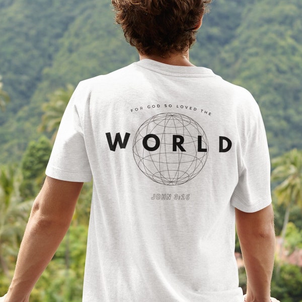Aesthetic Christian Shirt | "For God so Loved the World" | Streetwear Christian Clothing | Jesus Apparel | Bible Verse Shirt | John 3:16