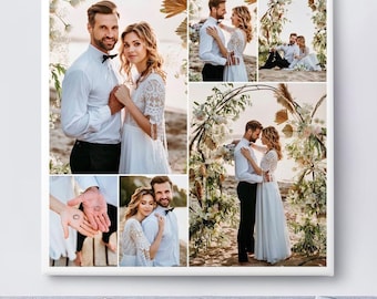 Photo collage on canvas. A canvas collage with up to 5 photos. A photo collage ideal as photo gift, wedding photo frame or as a gift for dad