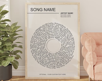 Personalised Vinyl Lyrics Print – Custom Wedding Song Poster