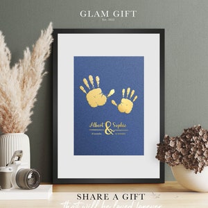 Siblings Hands Foiled Personalised Baby Framed Print. Christmas Mum Dad Gift, Husband Wife, Personalised Keepsake, Nursery Print