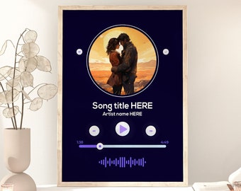 Custom Music Poster: Personalized Couple Photo, Wedding Song Art