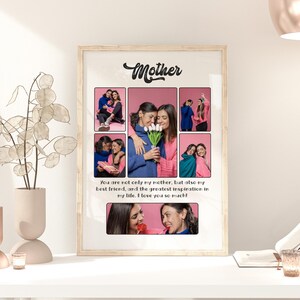 Un'opera d'arte murale davvero personalizzata per la mamma: un collage fotografico con 6 foto accompagnate da una bella scritta è un meraviglioso regalo per la festa della mamma.
