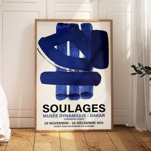 Pierre Soulages Poster Blau Abstrakte Wandkunst Pierre Soulages Drucke Pierre Soulages Malerei Leinwand oder Poster Home Wand Dekor Blau Poster