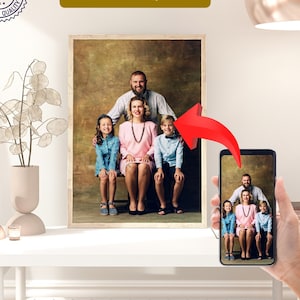 Impressão personalizada de retrato de família - Arte de parede personalizada com suas fotos, decoração exclusiva para casa, pintura digital.