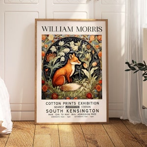 Regalo per la mamma: un'opera d'arte murale di William Morris, stampa di una volpe arancione per la casa, può essere un poster moderno di metà secolo o un'opera d'arte murale su tela. Diverse dimensioni.