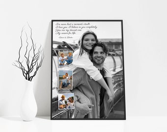 4-Photo Collage Frame – Personalised with Custom Text for Couples