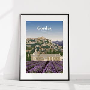 Gordes Poster – Personalisierte Frankreich Wandkunst | Benutzerdefinierte Provence Reisedruck | Rustikales Dorf Dekor | Gerahmt oder Ungerahmt