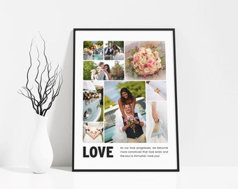 Elegant Photo Collage Frame – Personalised Anniversary Wall Art