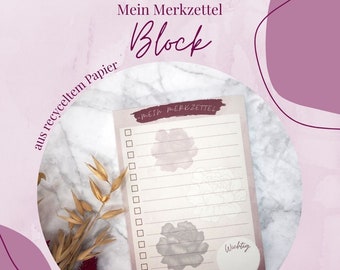 Rosen Notizblock / Abreißblock / Din A6 / 50 Blatt / Perfekt als To Do Liste / Schreibblock / meine Merkliste / Notizen