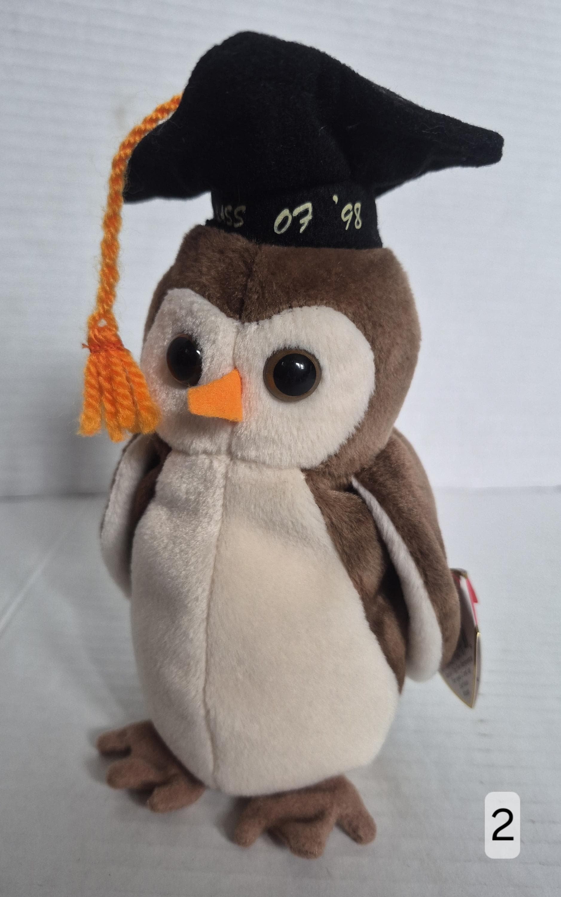 1998 Ty Beanie Babies Wise the Owl with Graduation Cap - RETIRED (2)