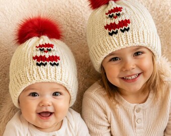 Knitted wool blend Christmas beanie / matching Santa hats for kids and adults