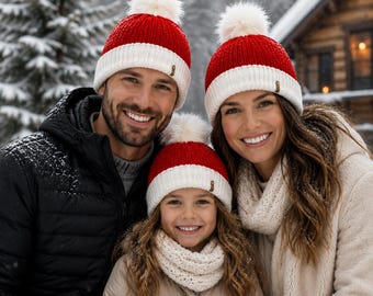 Santa Beanie hat- Matching Christmas hat for kids, woman, and men