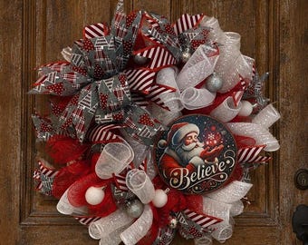 Santa Christmas front door wreath