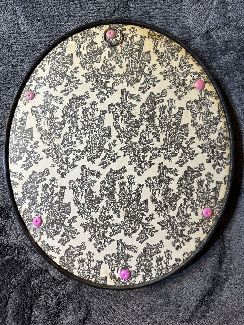 Old Oval Curved Glass Frame Medallion Bouquet of Dried Flowers 27x23 Cm