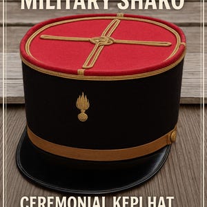 Vintage French Military Shako | Ceremonial Kepi Hat with Grenade Emblem | 20th Century Officer Dress Hat | Collectible Militaria