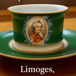 Rare Antique Limoges Coffee Cup and Saucer – Hand Painted Portraits – Circa 1892–1900 – French Porcelain