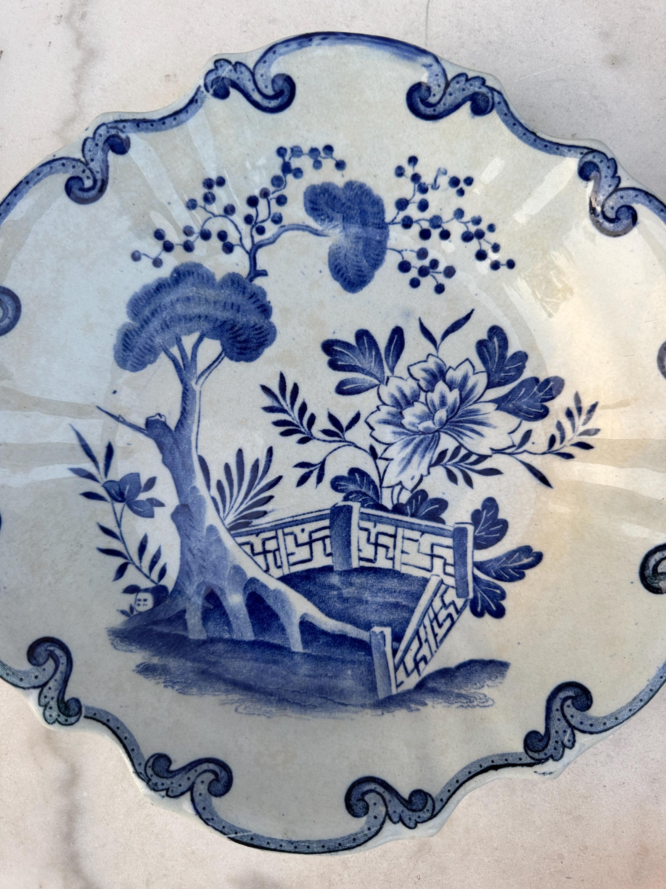 Creil et Montereau プレート ANGLAIS Antique Creil & Montereau Plate: French Blue White Transferware