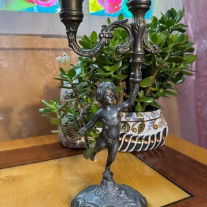 vintage bronze candlestick for 2 candles height 29 cm